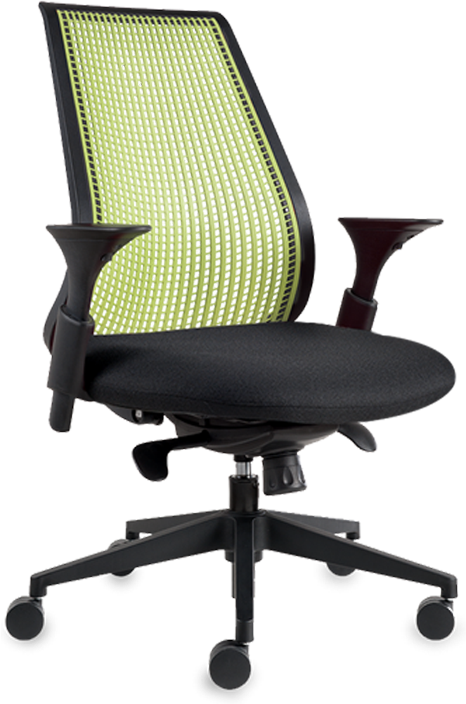 Green Back, Black Seat Ergonomic Study Chair Http - Biroja Kresli Ar Sietu (1200x1200), Png Download