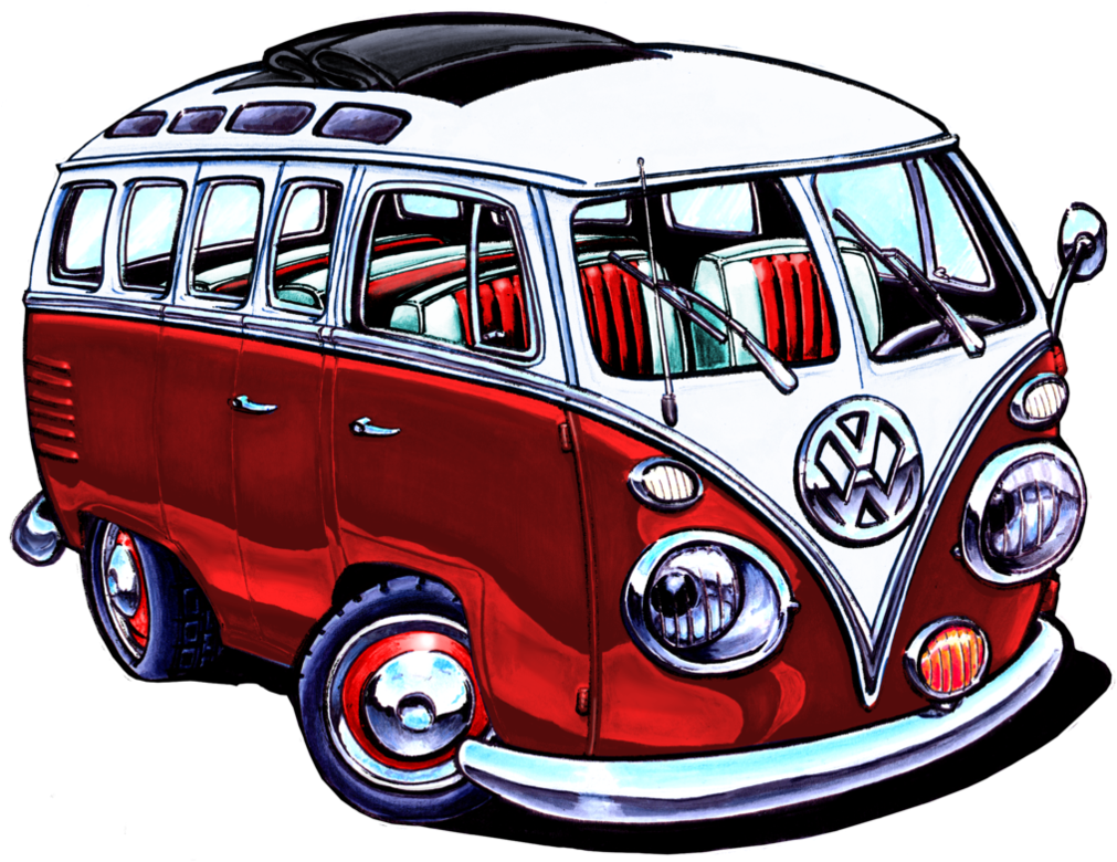 Vw Bus, Red Version By Adstamper On Deviantart Volkswagen - Br Pinterest Vw T Shirt Drawing Cartoon Car Show Grande (1020x784), Png Download