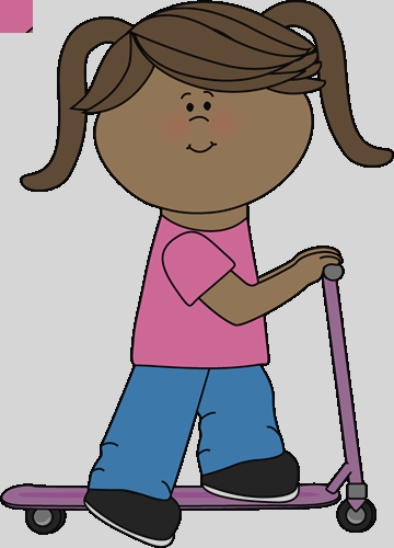 Little Girl Riding A Scooter Clip Art Scooter Clipart - Girl Riding Scooter Clipart (360x500), Png Download