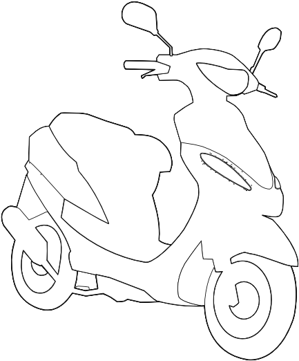 Blue Scooter Black White Line Art 555px - Coloring Book (555x551), Png Download