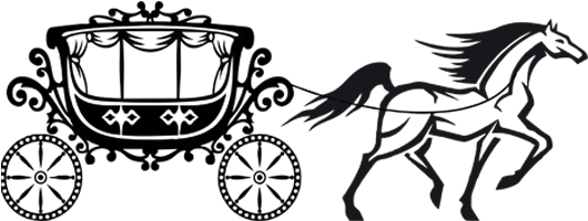 Baggi Icon - Carriage With Horses Drawing (530x434), Png Download