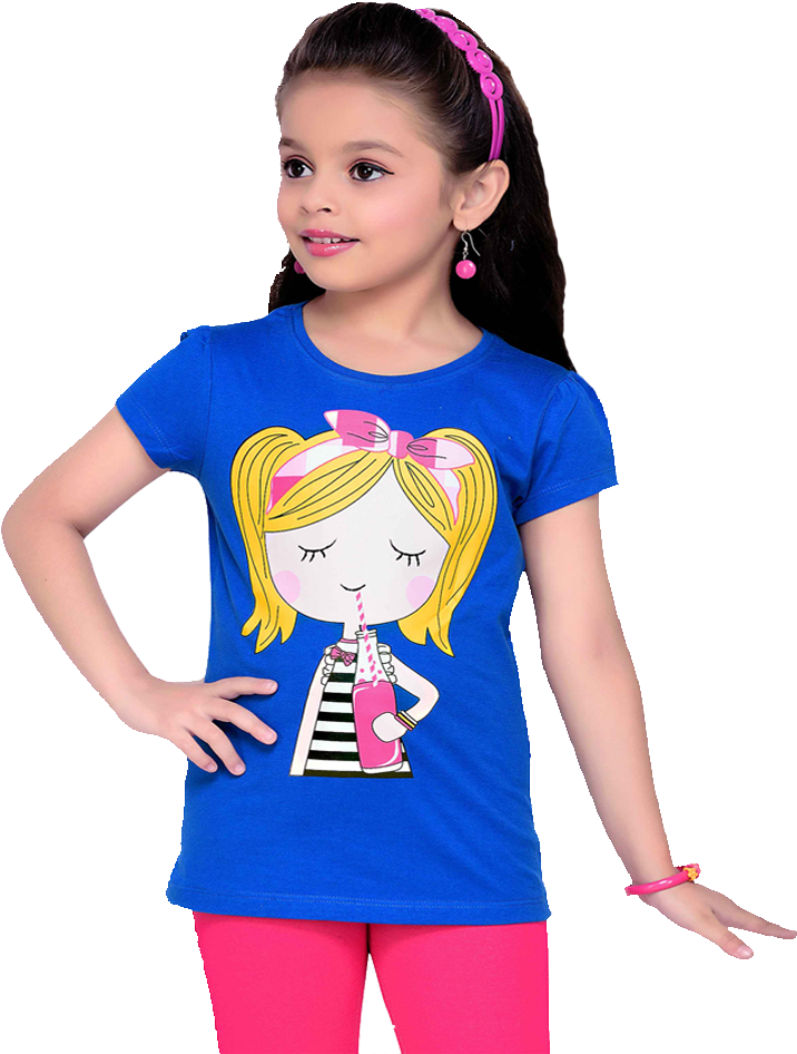 Printed Frock - Girl Garments Png (750x1000), Png Download