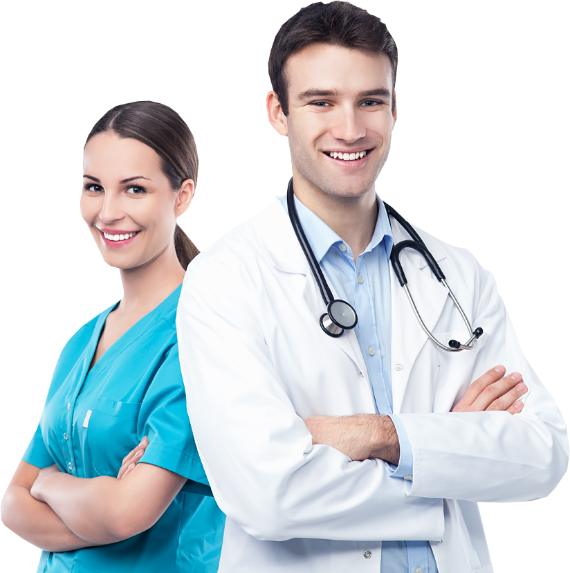 Talk To A Doctor Now - Nurse Man And Woman (824x828), Png Download