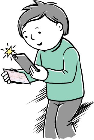 Scan Invoice With Mobile Or Pc - Cartoon Boy With Mobile Png (500x500), Png Download