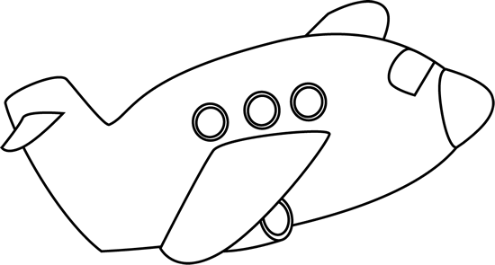 Clipart Airplane Outline - Plane Clip Art Black And White (550x295), Png Download