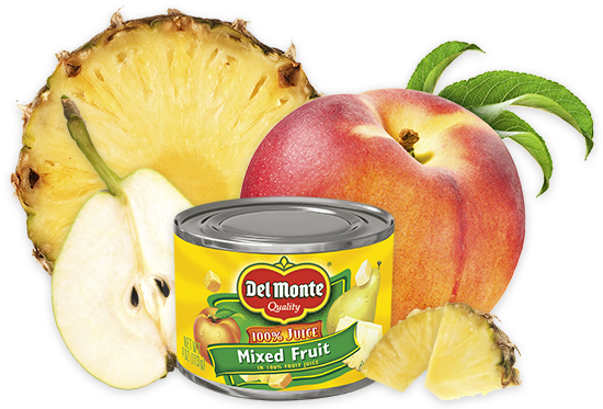 Mixed Fruit In 100% Juice - Del Monte Mixed Fruit In Heavy Syrup 4 Oz. Can (1050x372), Png Download