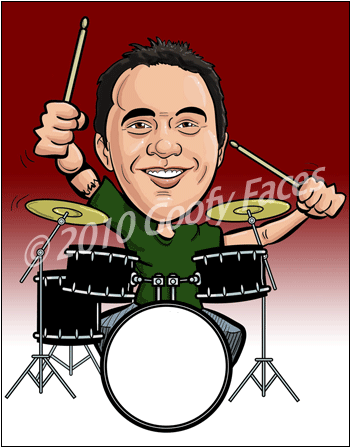 Color Caricature By Email - Drummer (446x446), Png Download
