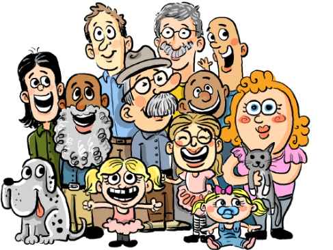 Improved Booth Traffic - Group Of People Caricature (506x452), Png Download