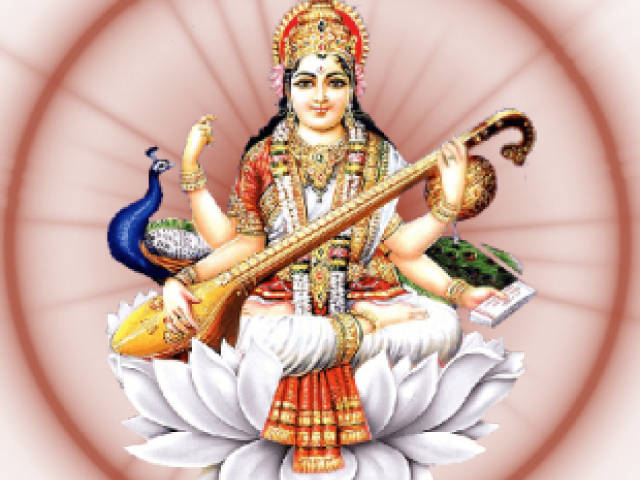 Saraswati Png Transparent Images - Basant Panchami 2018 Gif (640x480), Png Download