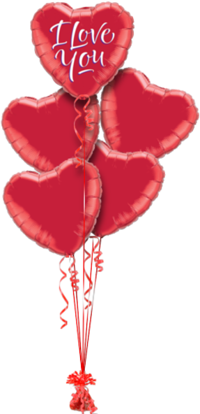 I Love You Red Heart Love Balloon - Love You Balloon And Teddy Bear Gift (286x686), Png Download