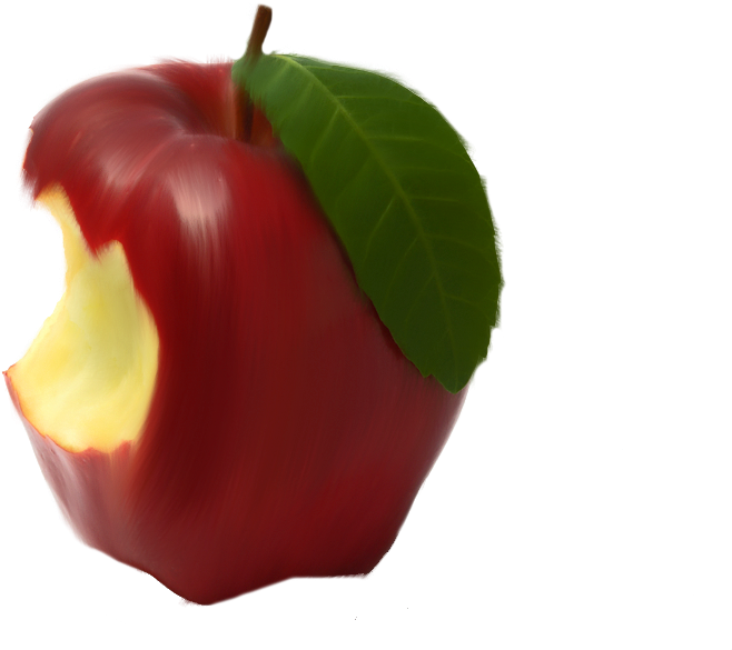 Bitten Apple Png By Moonglowlilly - Bite Apple Png Transparent (1000x667), Png Download