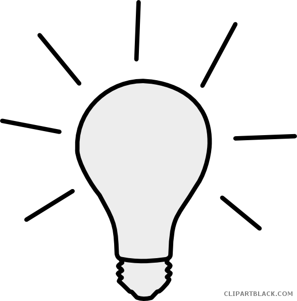 Banner Transparent Library Light Bulb Clipart Black - Clip Art Black And White (588x597), Png Download