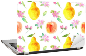 Seamless Pattern With Apple,pear And Flower - Apple (400x400), Png Download