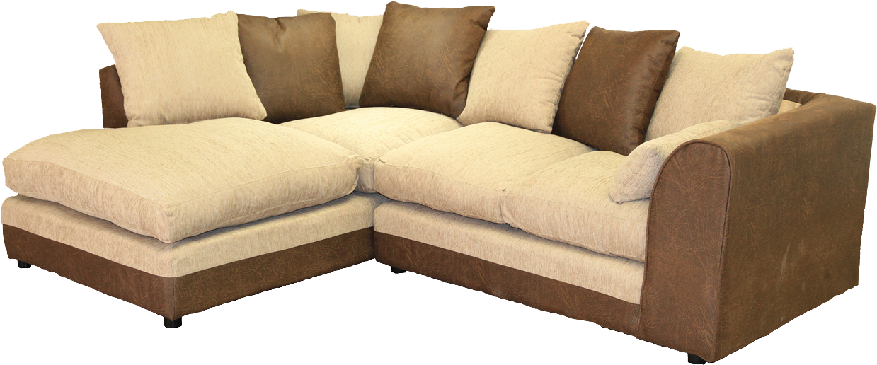 Brown Cream Fabric Corner Sofa (1280x630), Png Download
