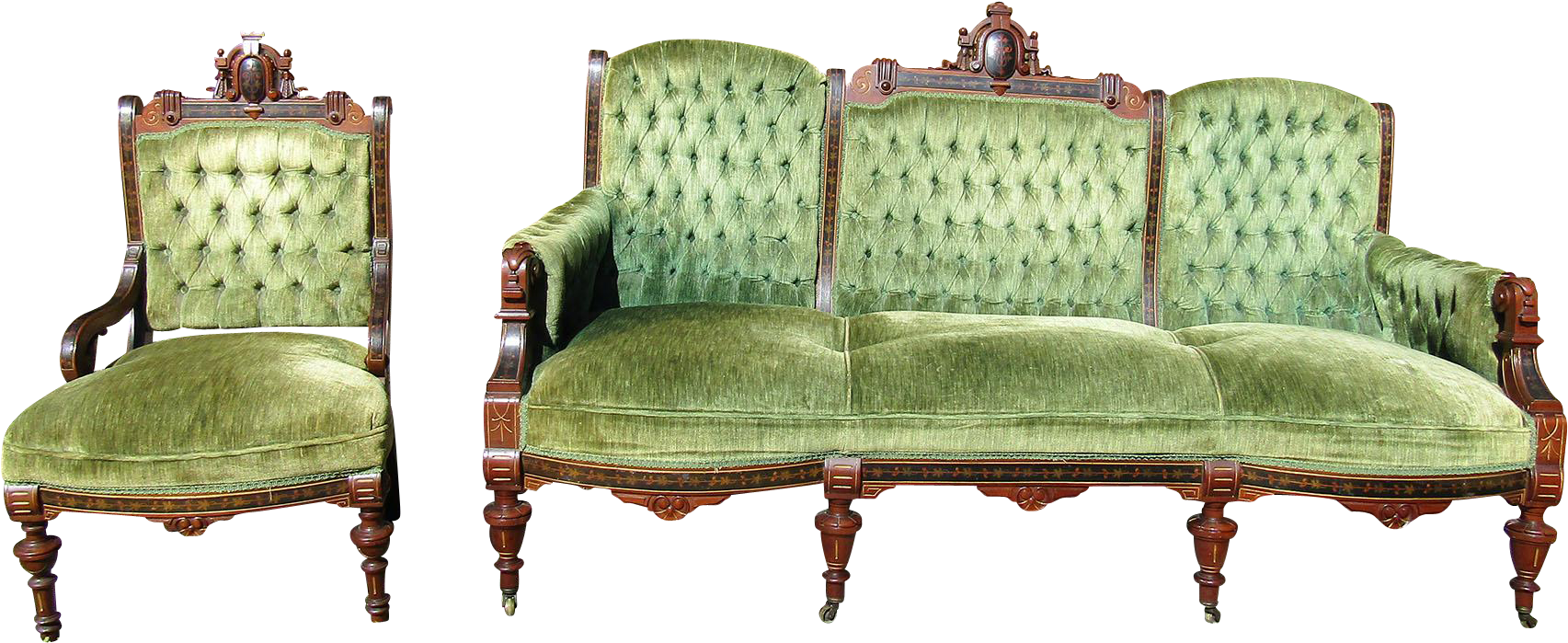 Victorian Renaissance Revival Walnut Inlaid 2 Pc Parlor - Wiki (1704x1704), Png Download