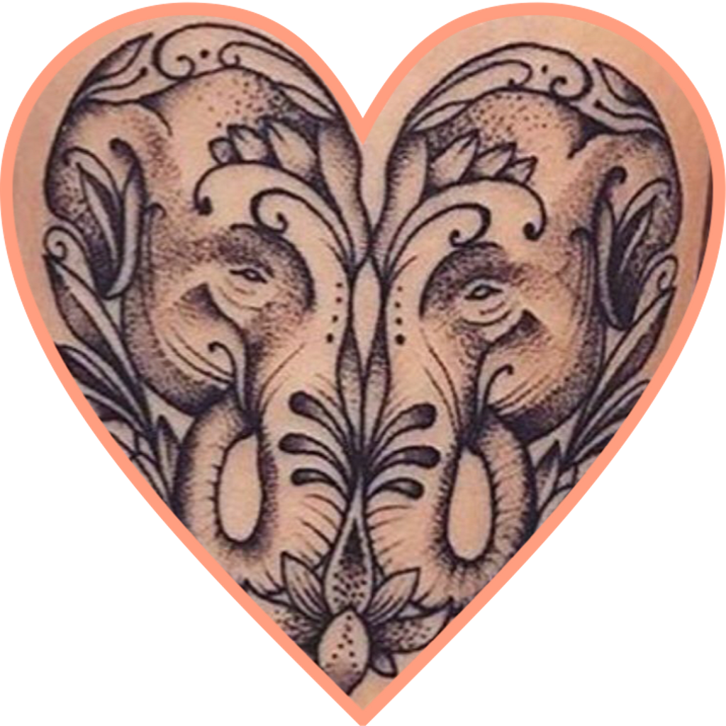 Elephant Love Tattoo (1024x1024), Png Download