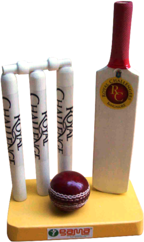Promotional Cricket Bat Ball & Stump Momentos - G & A International (309x500), Png Download