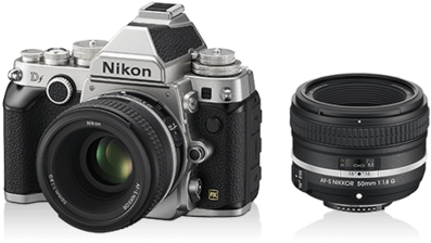 Dslr Df 7 - Nikon Df Slr Camera With 50mm F/1.8 Lens Silver (480x409), Png Download