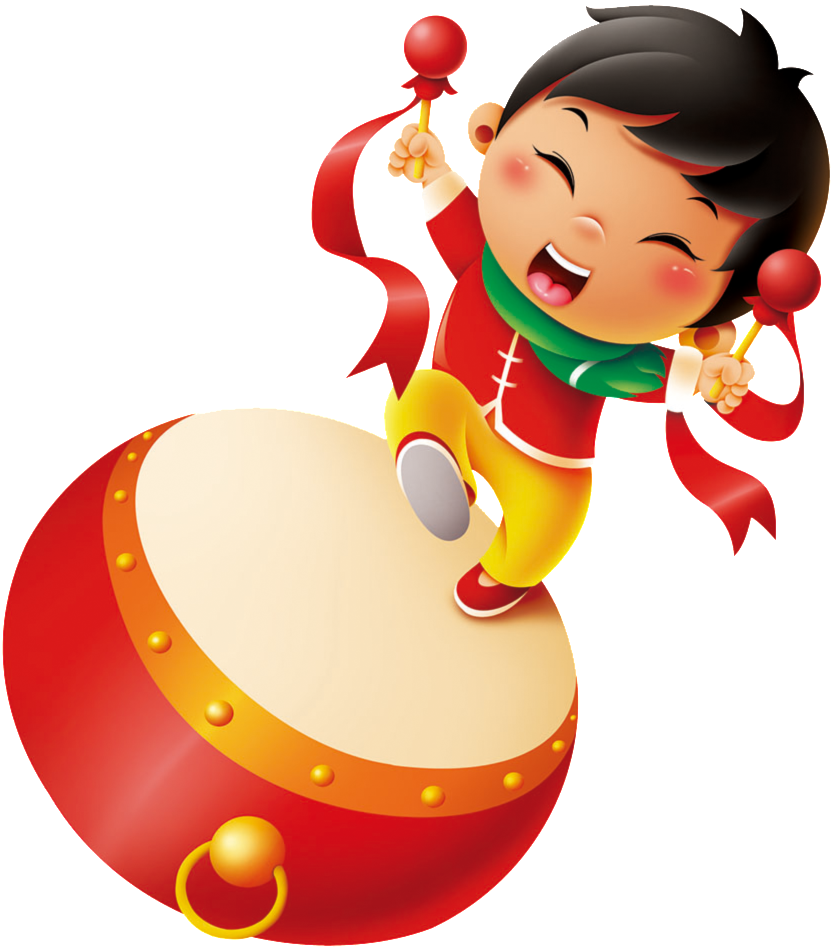 The Design Of Chinese Spring Festival Drums - 兒童 新年 素材 (1024x1024), Png Download