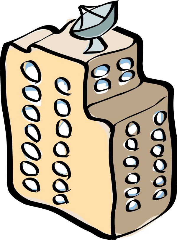 Dish On The Building - Building Clip Art (600x811), Png Download