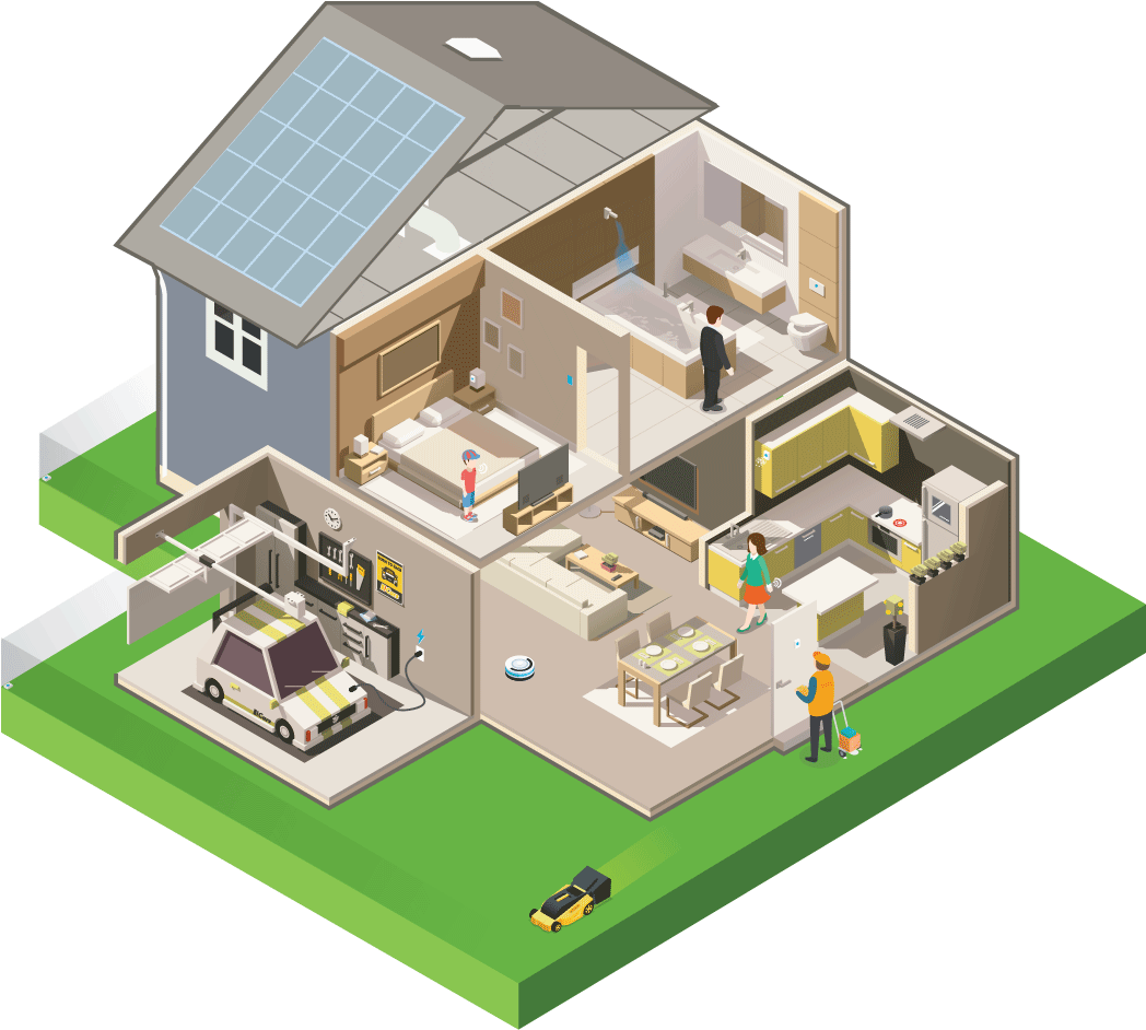 Select A Room To View The Role Of Technology In Houses - Future Houses (1064x947), Png Download