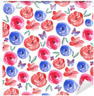 Watercolor Floral Seamless Background Wall Mural • - Watercolor Painting (400x400), Png Download