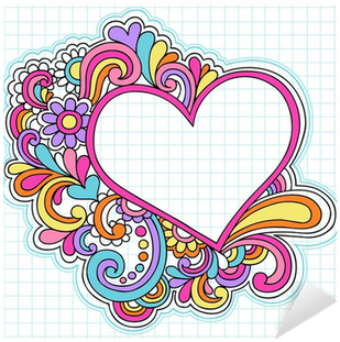 Love Heart Frame Psychedelic Doodle Vector Sticker - Psychedelic Frame Border (400x400), Png Download
