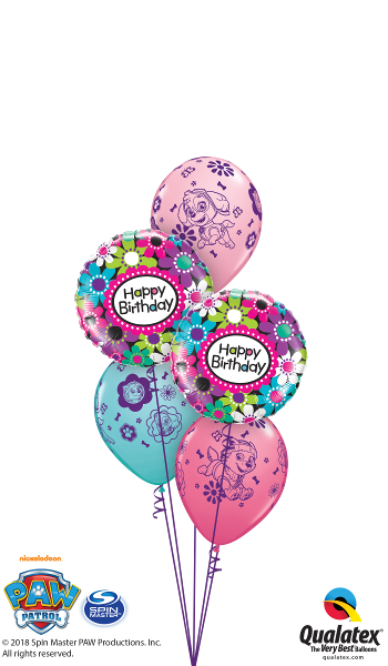 Paw Patrol Birthday Flowers Bouquet - 18" Birthday Daisy Patterns Foil Balloon (350x600), Png Download