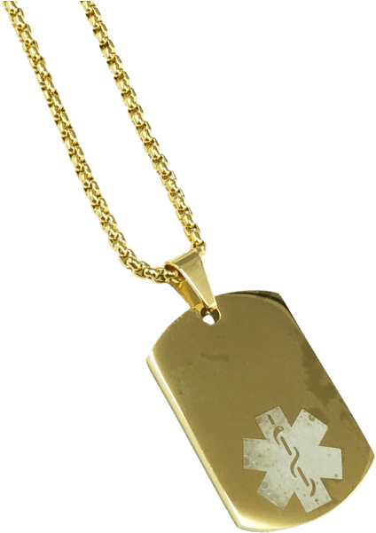 Rustic Patina Gold Stainless Steel Medical Alert Id - Gold Medical Alert Id Dog Tags (600x695), Png Download