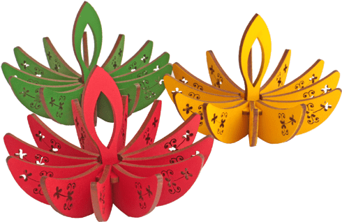 Diya Triad Side Min - Diya Png (500x767), Png Download
