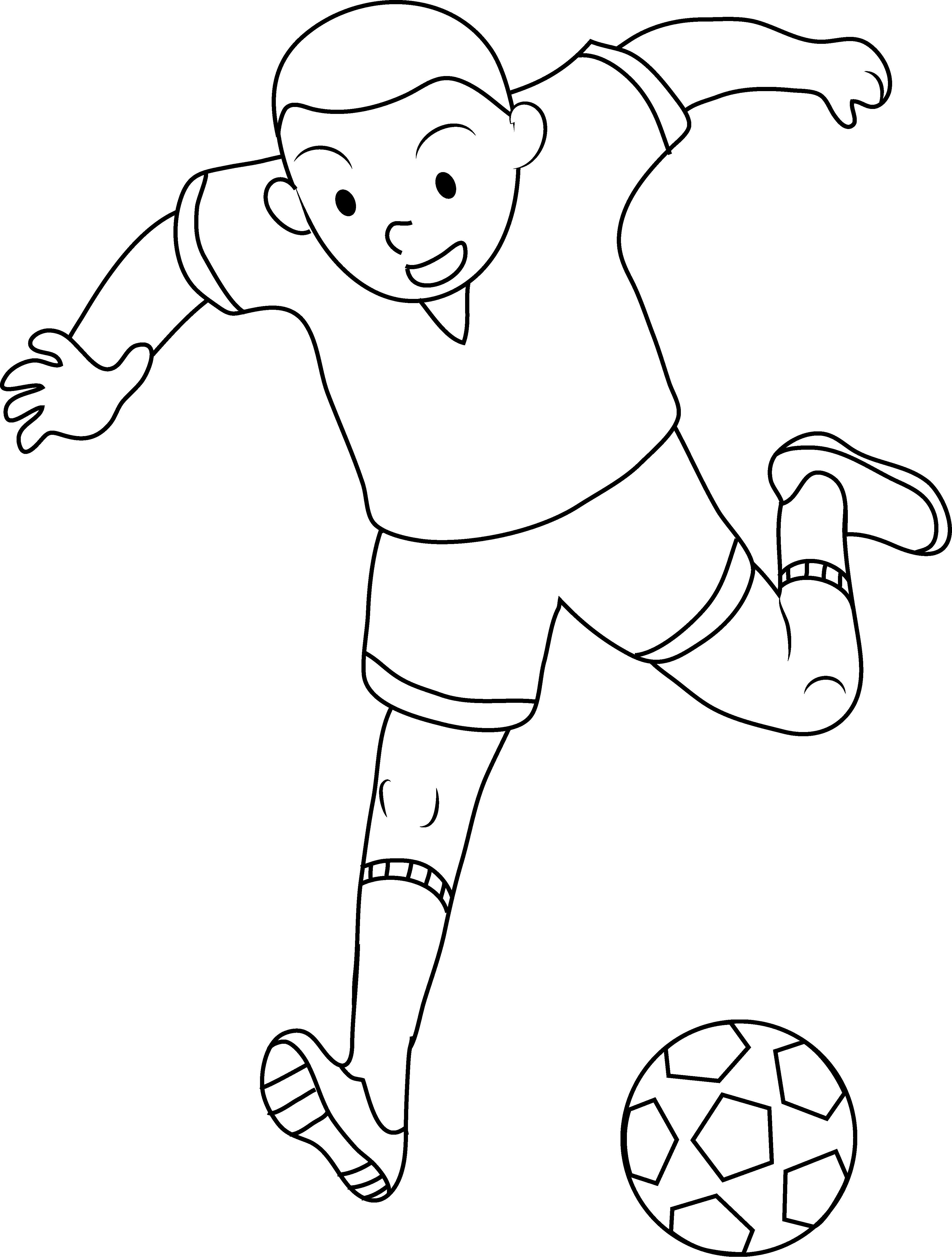 Coloring Page Of Boy Playing Soccer - Clip Art (3848x5076), Png Download