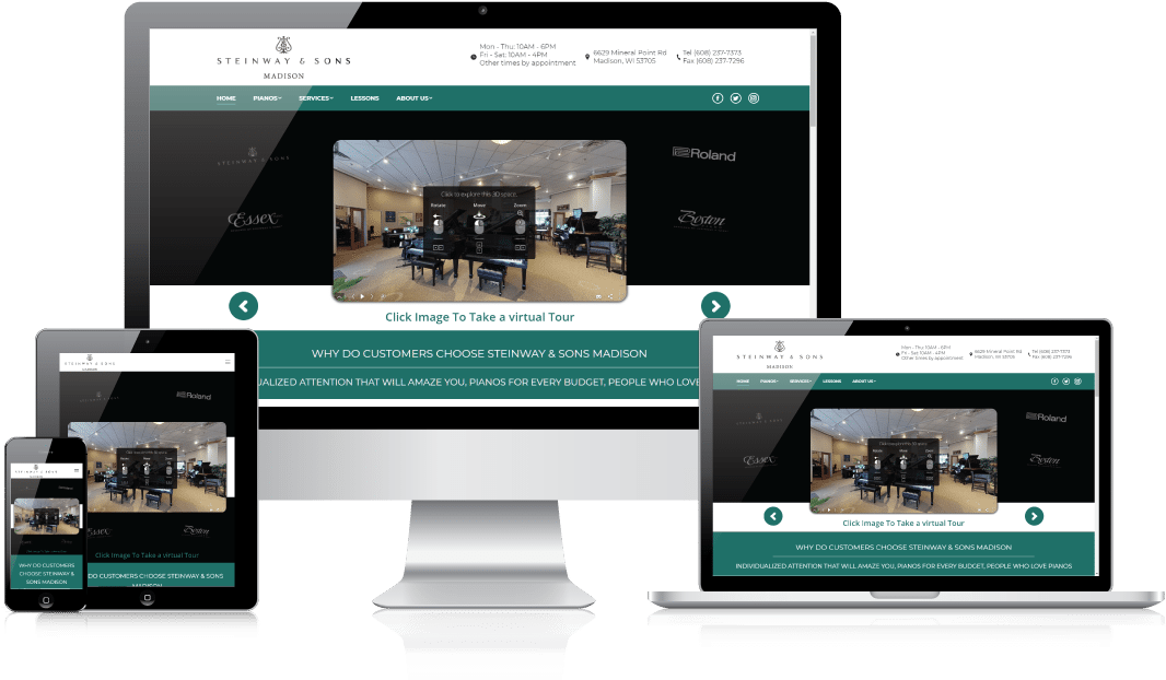 Steinway Responsive Design - Website (1097x646), Png Download