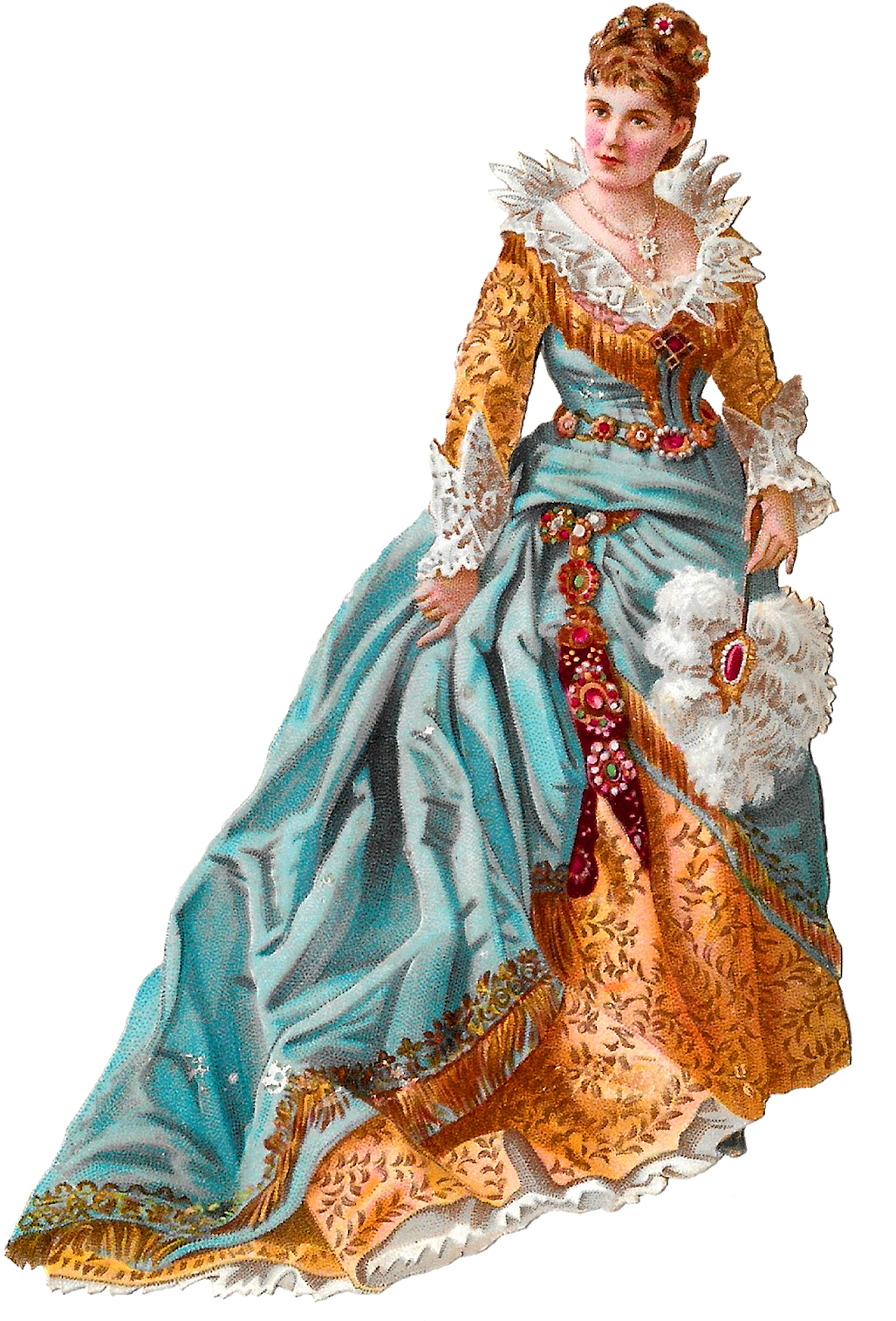 The Second Digital Victorian Fashion Clip Art Is Of - Dress (1103x1600), Png Download