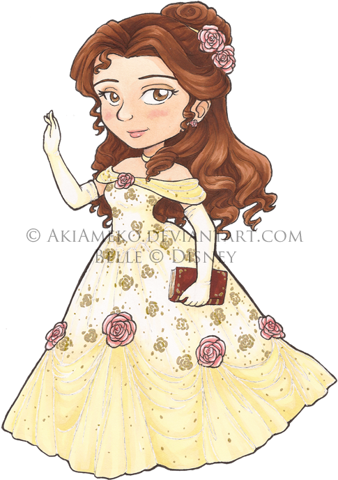 Belle Copic Chibi By Akiameko On Deviantart - Drawing (521x710), Png Download