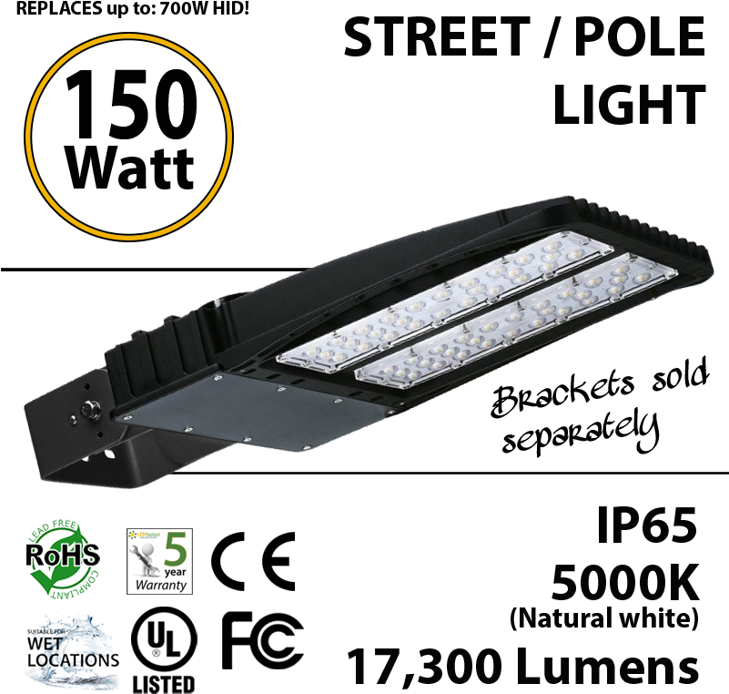 150w Led Street Light / Pole Mount Fixture 17300lm - 150 Watts - 16700 Lumens - Led Slim Area Light - 400w (800x803), Png Download