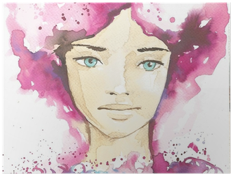 Illustration Of The Abstract Portrait Of A Woman Poster - Portrait (400x400), Png Download