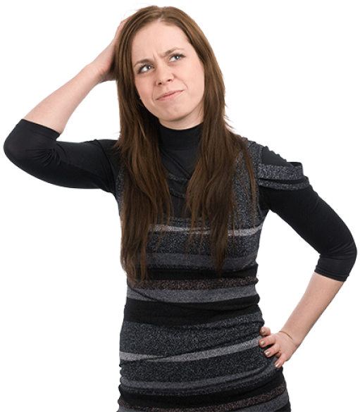 Thinking Girl Woman Sticker - Woman Thinking Png (500x526), Png Download