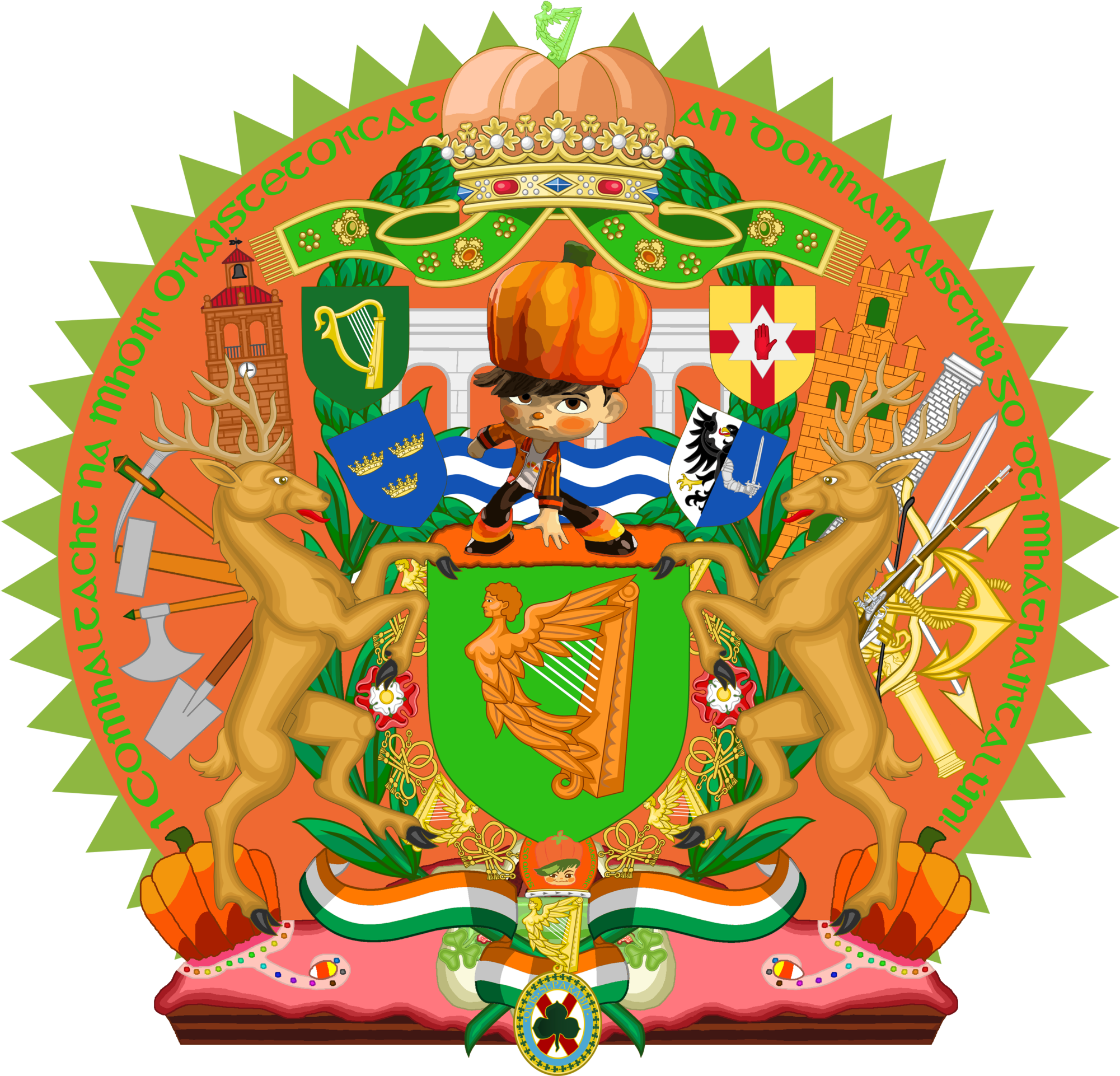 Greater Coat Of Arms Of Imperial Ireland - Pumpkin Coat Of Arms (2000x1935), Png Download
