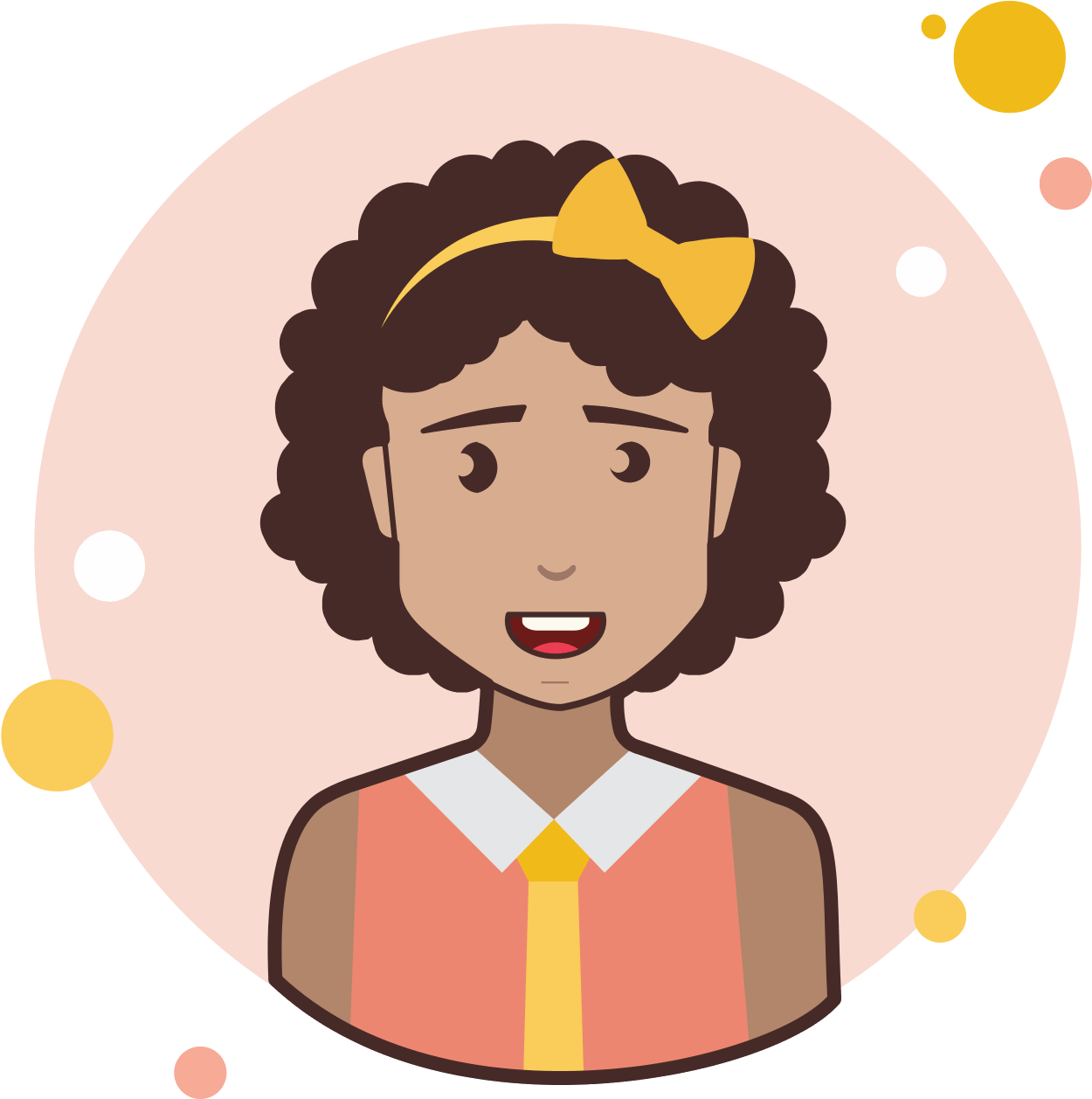 Brown Curly Hair Business Lady With Bow Icon - Hair (1600x1600), Png Download