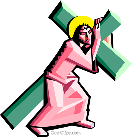 Jesus Carrying The Cross Royalty Free Vector Clip Art - Jesus Carrying The Cross Png (460x480), Png Download