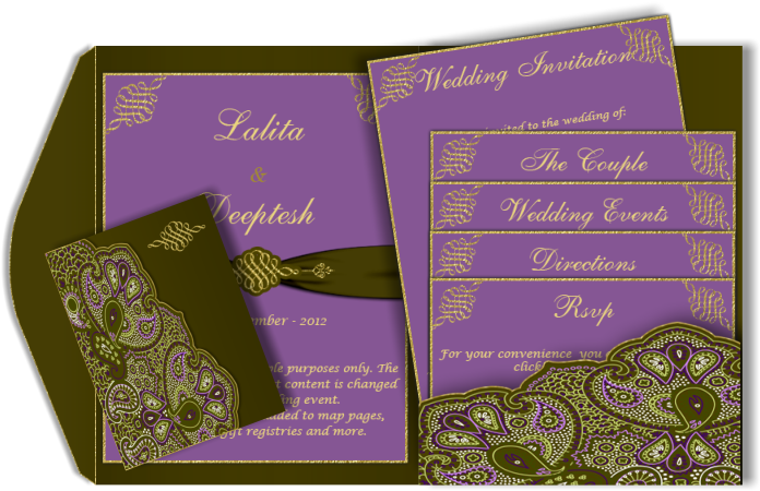 Paisley Email Wedding Card Template In Contrasting - Wedding Invitation (708x467), Png Download