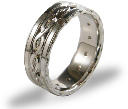 A New Variation Of Our Signature, Intertwined Ribbon - Titanium Ring (450x400), Png Download