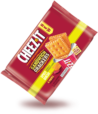 Cheez-it Sandwich Crackers Spicy Queso - Cheez-it Cheez-it Kelloggs Sandwich Crackers Spicy (344x392), Png Download