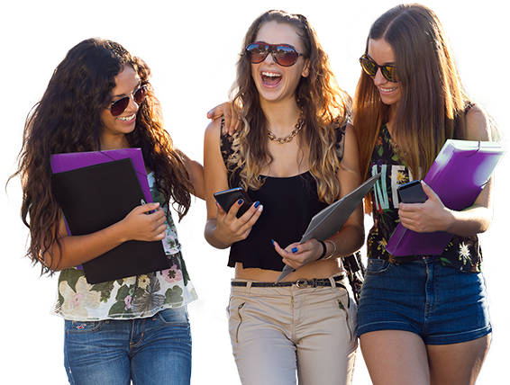 Image Not Available - Girls With Phone Png (566x428), Png Download