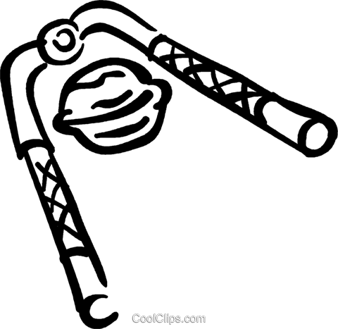 Walnut And Nut Craker Royalty Free Vector Clip Art - Nutcracker Tool Drawing (480x467), Png Download
