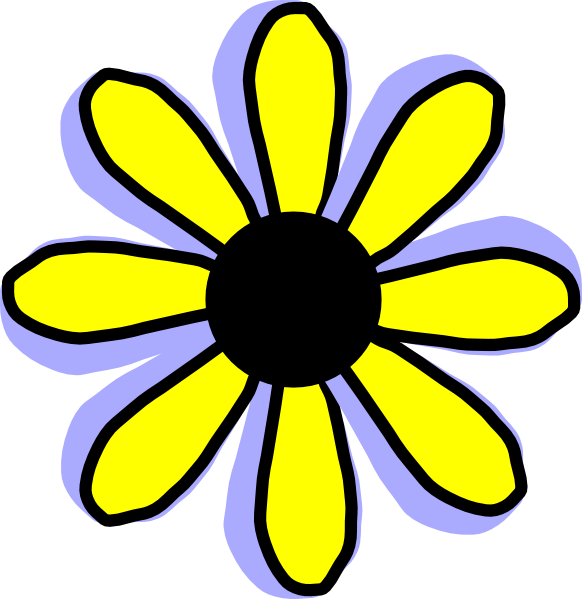 Yellow Flower Clipart - Flower Clipart Black And White Png (582x599), Png Download