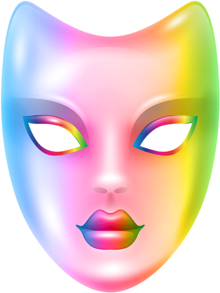 Carnival Face Mask Rainbow Png Clip Art Image - Full Face Mask Clipart (454x600), Png Download