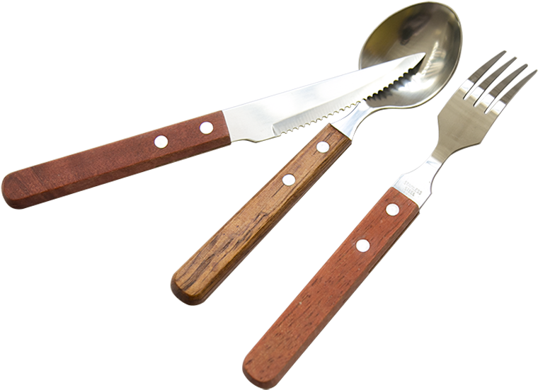 Wooden Handle Knife And Fork 2 Piece Set Wooden Handle - Kitchen Utensil (800x800), Png Download