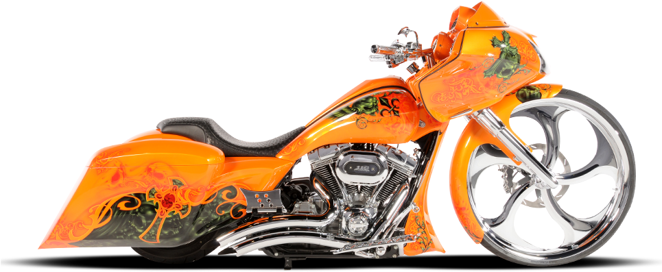 Bike-orange - Cruiser Motorcycle With Big Front Wheel (1000x488), Png Download