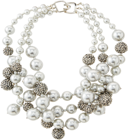 Grey Pearl Pave Bauble Necklace - Bauble Necklace (480x480), Png Download
